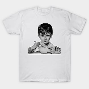 Boy eating out of a bowl and staring at you! T-Shirt